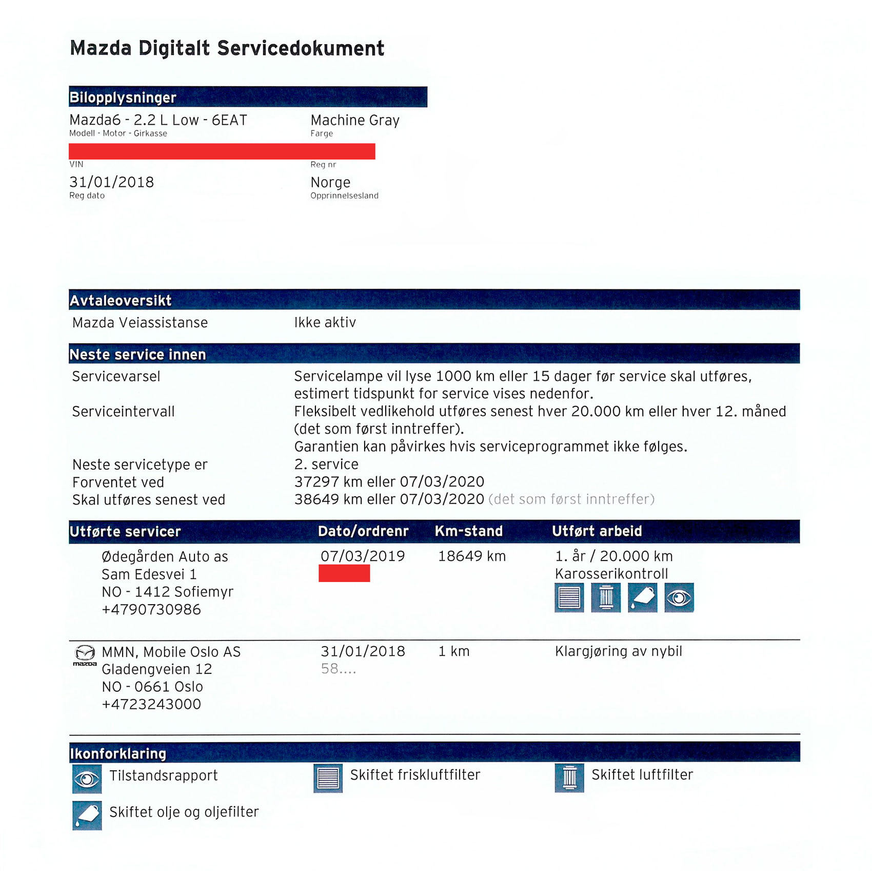 Mazda digitalt servicedokument Ødegården Auto